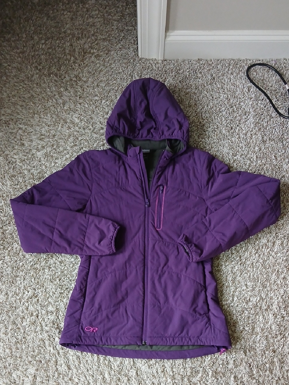 Outdoor Research Winter Ferrosi Hoody Purple Jacket with Grey Interior Medium